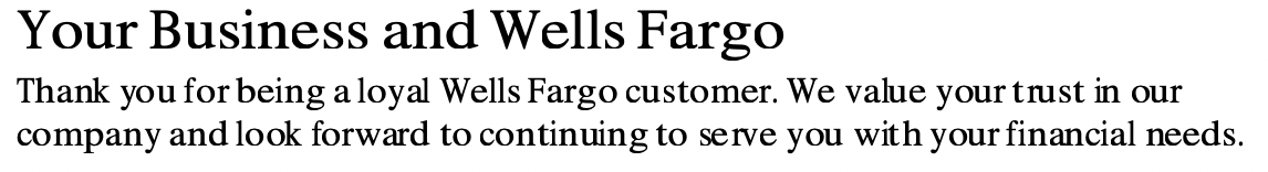 Wells Fargo page one showing marketing content instead of transactions